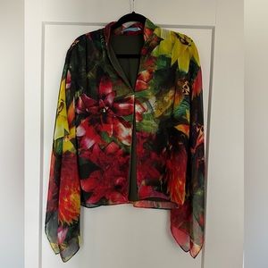 Alice + Olivia Tropical Print Chiffon Jacket